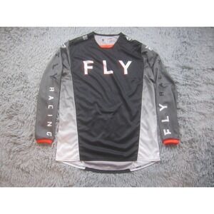 Fly Racing Kinetic Jersey Mens Medium Black Gray White Motocross MX Long Sleeve‎